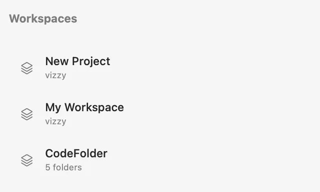 Workspaces in vizzy